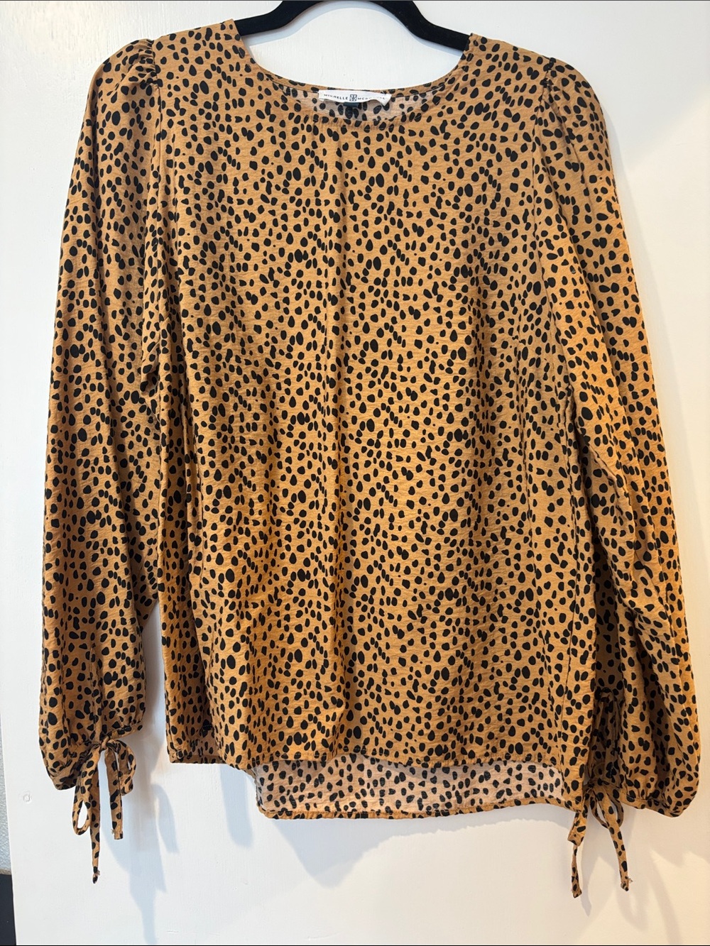 Michelle McDowell Women's Animal Print Long-Sleeve Blouse - Tan/Black